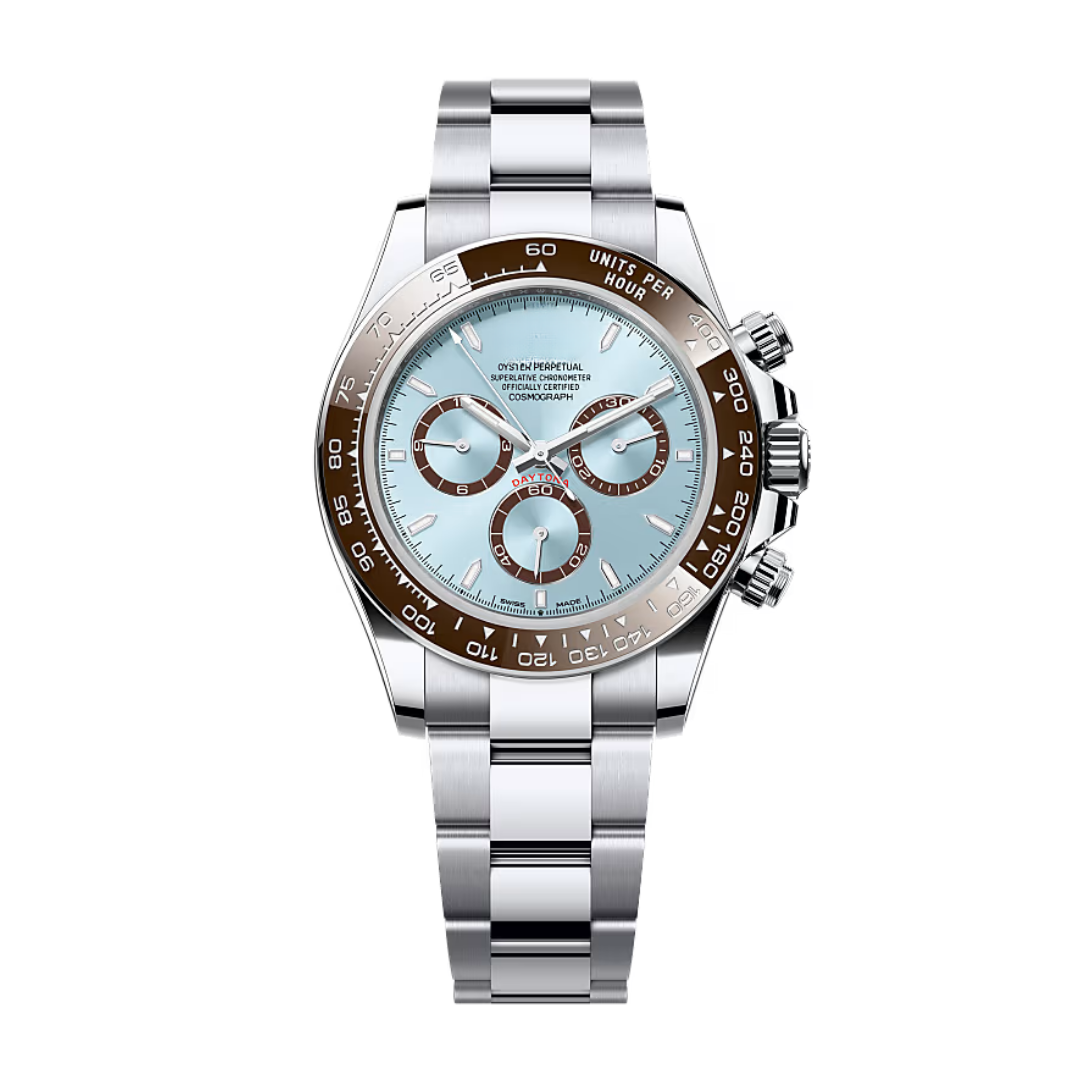 Speed Racing Chrono 40 – Ice Blue Dial | Brown Ceramic Bezel