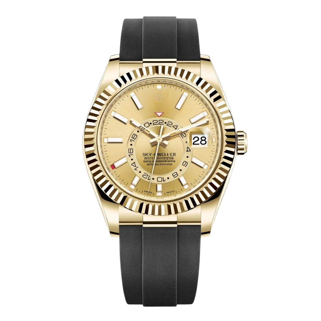 Sky Traveler – Gold Dial | Flexible Rubber Strap