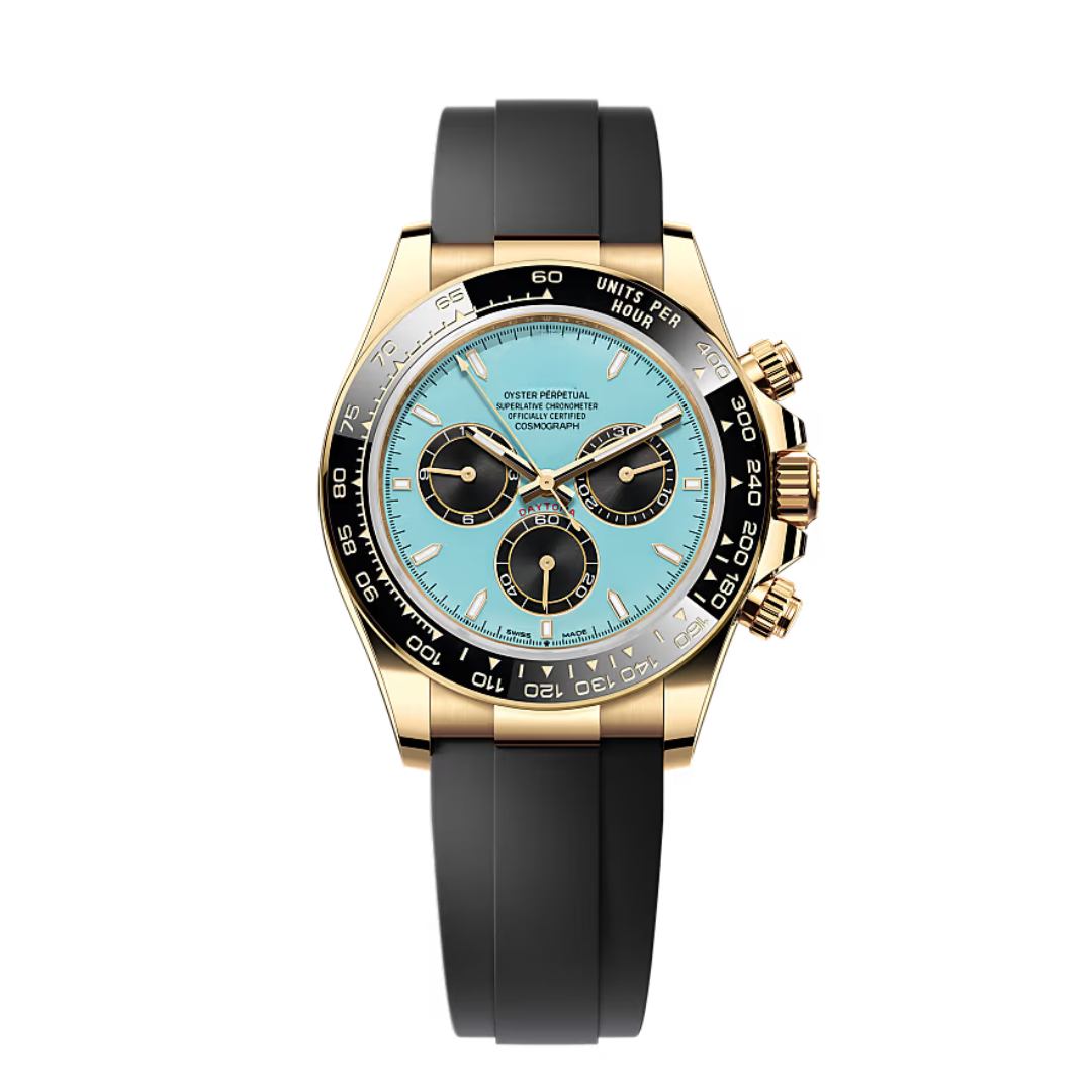 Speed Racing Chrono 40 – Turquoise Blue Dial | Yellow Gold Edition