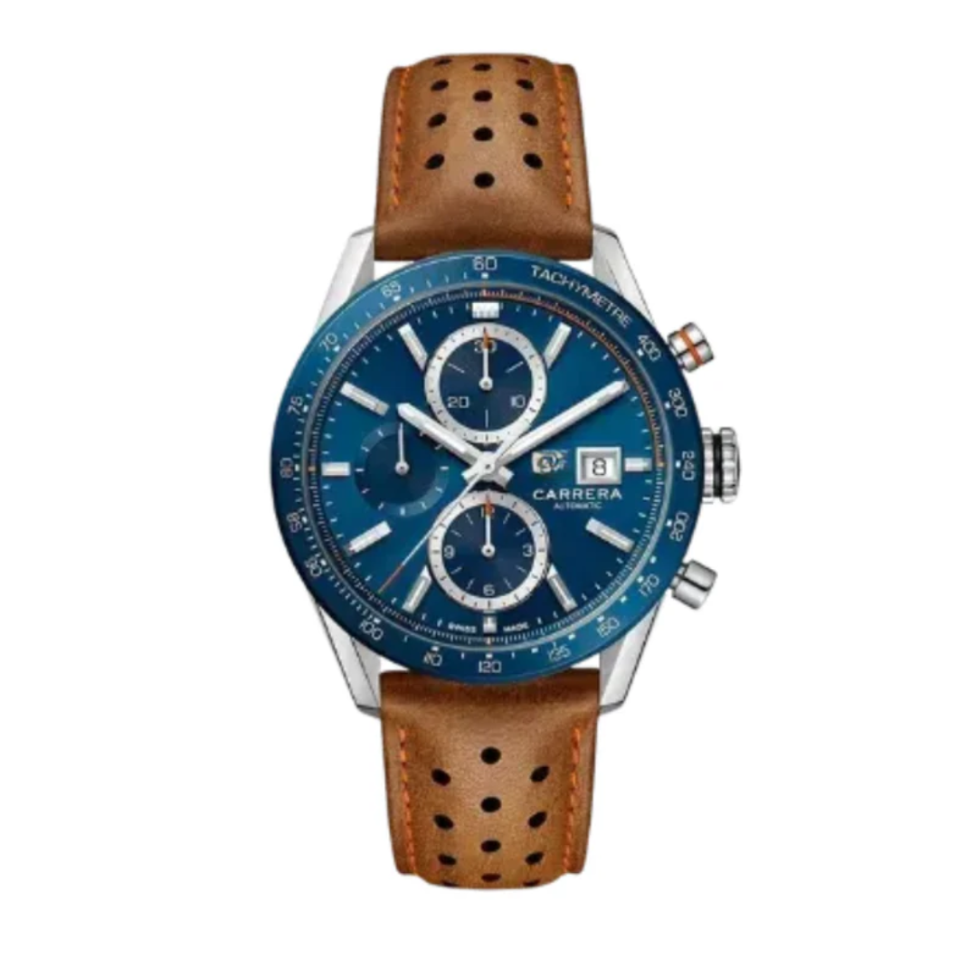 Classic Racing Chrono – Blue Dial | Automatic | Suede Strap