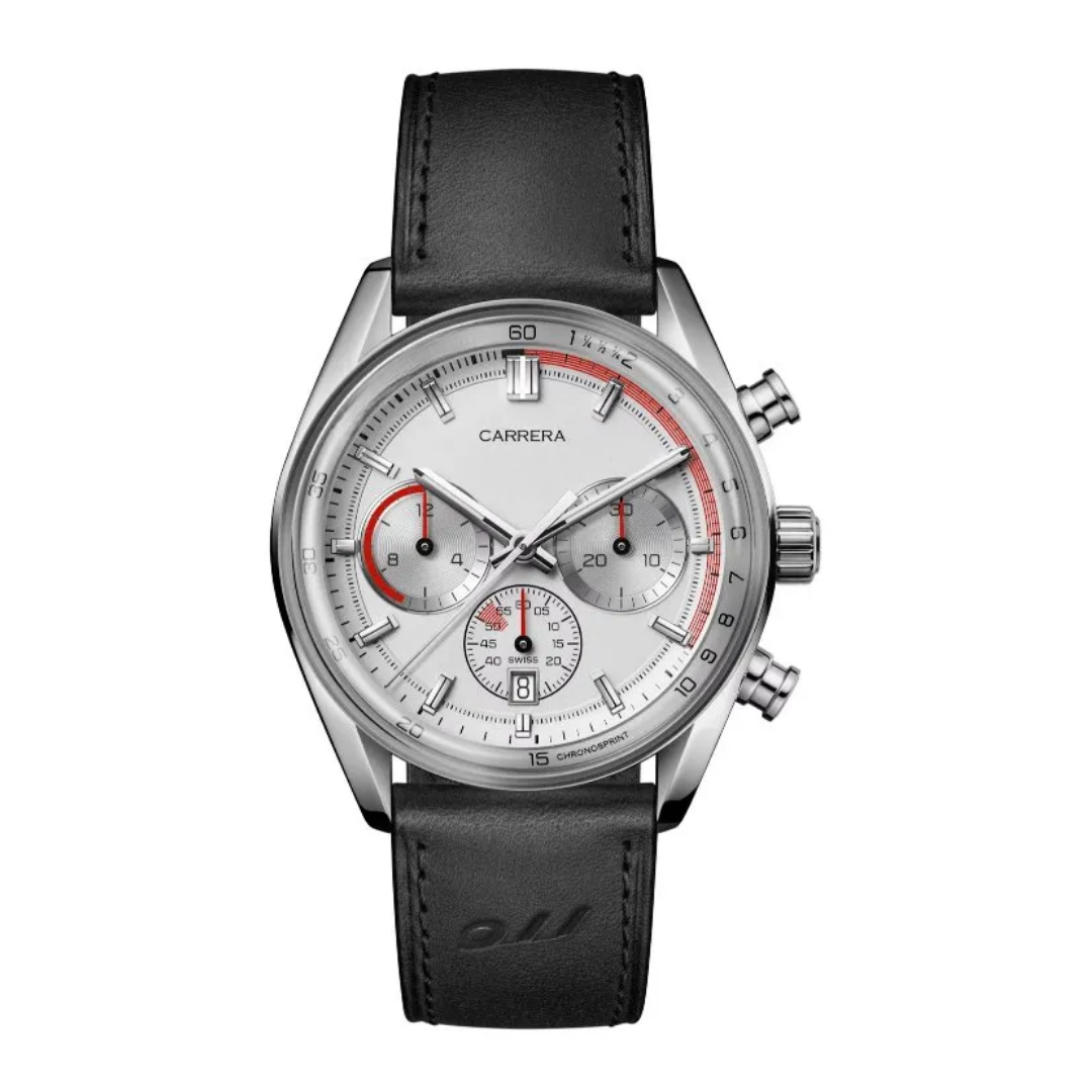 Classic Racing Chronosprint – Silver & Black | Leather Strap