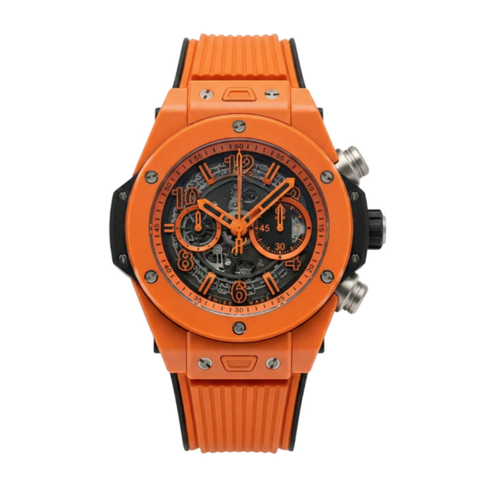 Orange Skeleton Chronograph Watch