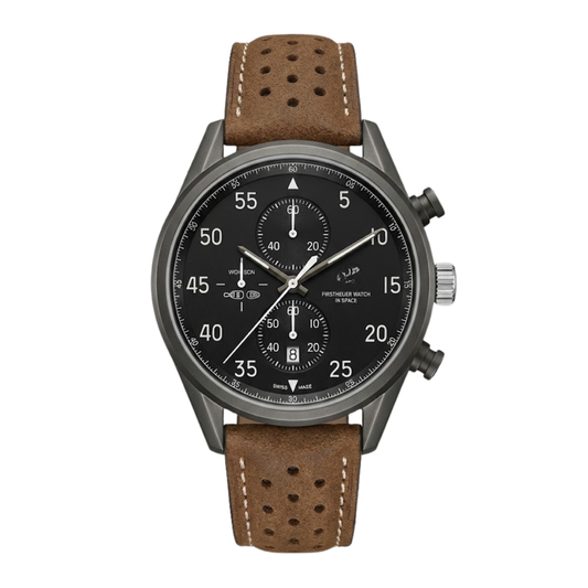 Classic Racing Chrono – Black Dial | Brown Leather Strap