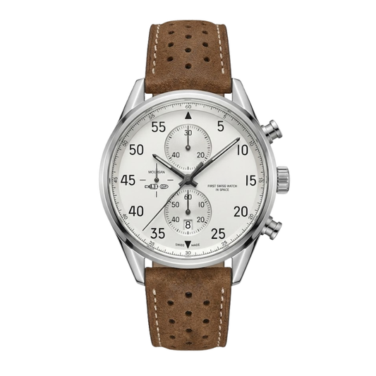 Classic Racing Chrono – White Dial | Leather Strap