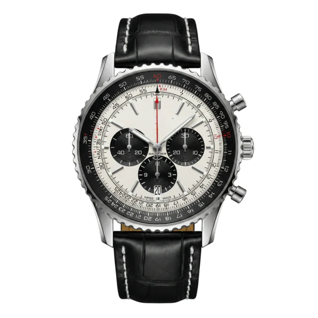 Aviation Chrono Classic – Black Dial With White Accents | Stainless Steel Bracelet